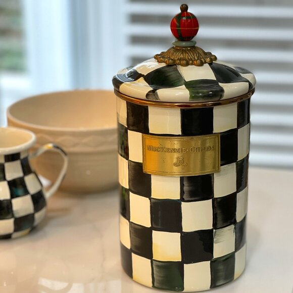 Vintage MacKenzie-Childs Courtly Check Large Canister - Picture 3 of 16